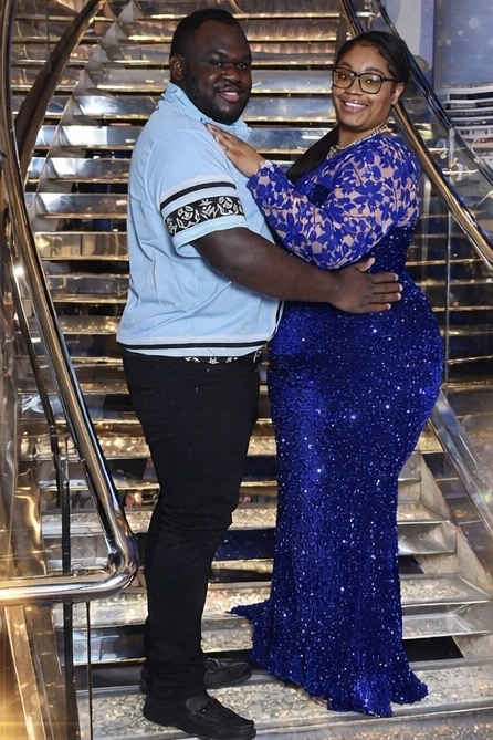 Eric and Keyana together on a staircase